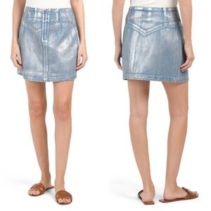 NWOT! House of Harlow 1960 x Nicole Richie Blue/Silver Metallic Denim Mini Large